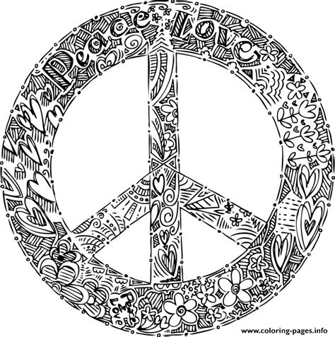peace sign mandala coloring page printable