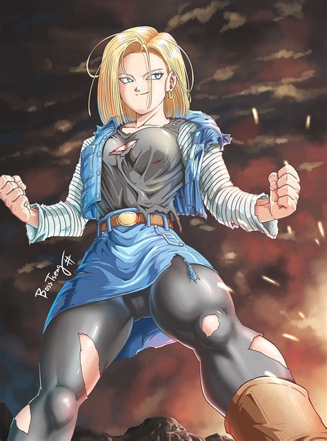 Rule 34 Android 18 Artist Request Blonde Hair Blue Eyes