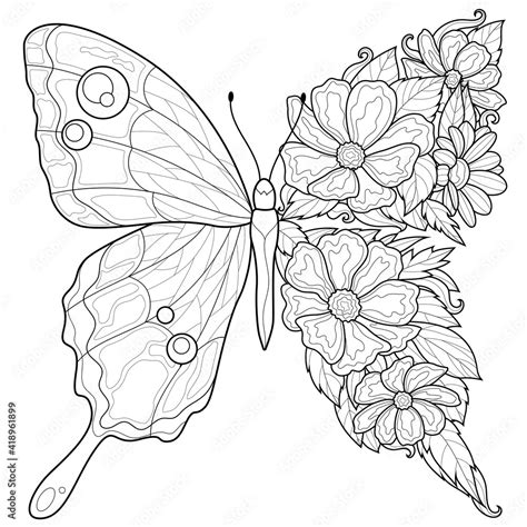 butterfly  flower coloring pages