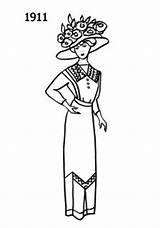 Fashion Wedding Silhouette Dress Edwardian Drawing 1911 1910 Dresses Era Sketches Timeline 1900s Sketch Late Colouring High Trends Fitting Especially sketch template