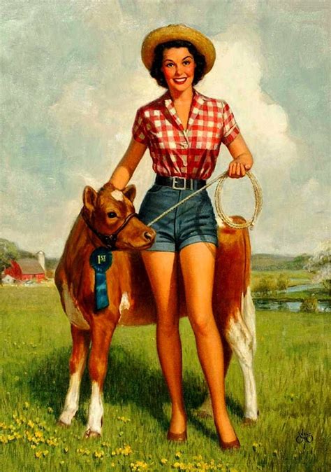 Cattle Cow Girl Pop Art Pin Up Vintage Poster Classic