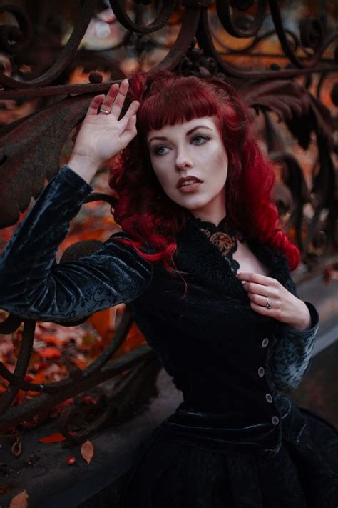 Model Redselena Redhead Red Hair Gothic Cemetery Witch Wiccan