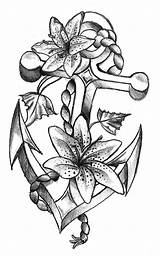 Tattoo Anchor Flowers Drawings Traditional Deviantart sketch template