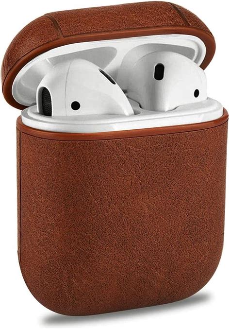 airpods  airpods  cover case hoesje leer airpods case bruin bolcom