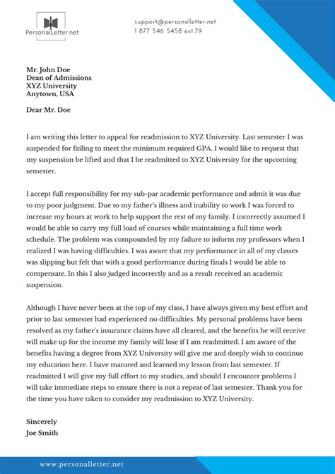 academic suspension appeal letter examples collection letter template
