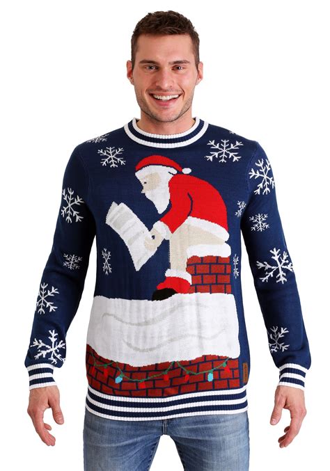 Tipsy Elves Roof Santa Ugly Christmas Sweater For Men