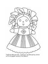 Coloring Mexico Mexican Pages Doll sketch template
