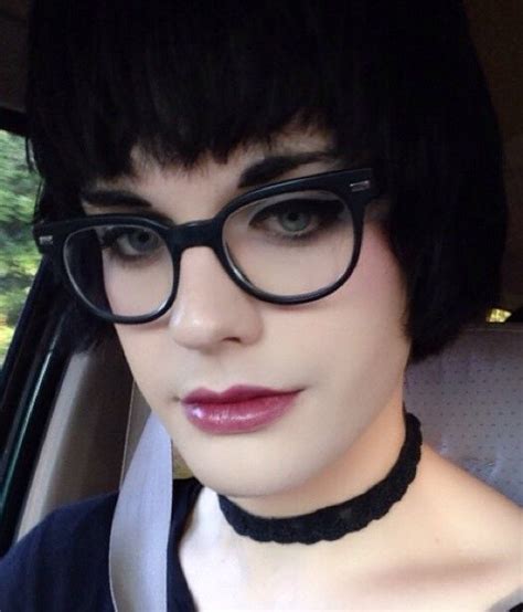 Crossdressers Transgender Cat Eye Chokers Portrait Glasses Makeup
