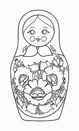 Coloring Pages Russia Russian Dolls Popular sketch template