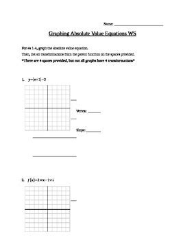 graphing absolute  equations worksheet  laurence shauby tpt