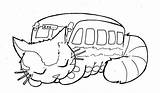 Totoro Coloring Pages Drawing Catbus Ghibli Studio Neighbor Bus Cat Colouring Chat Line Miyazaki Deviantart Getdrawings 토토로 Sleeping Hayao Book sketch template
