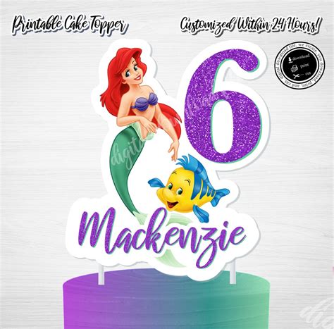 princess ariel cake topper  mermaid cake topper  etsy