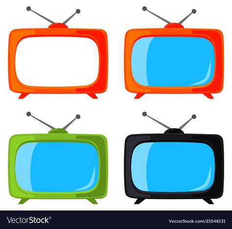 colorful cartoon vintage tv set isolated  white vector image
