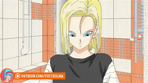 animated android 18 taking off her clothes by
