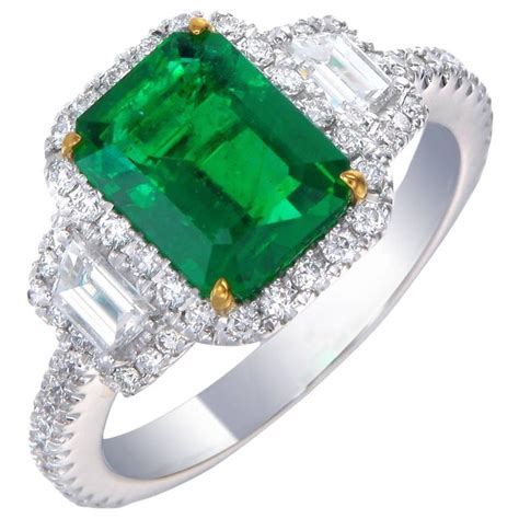 intense green emerald diamond ring  stdibs green emerald ring