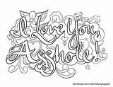 Coloring Pages Adult Simple Adults Printable Colouring Books Words Cute Word Sheets Swear Color Book Sweet Insulting Curse Stuff Printables sketch template
