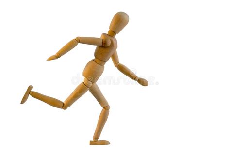 wooden puppet  running stock photo image  active