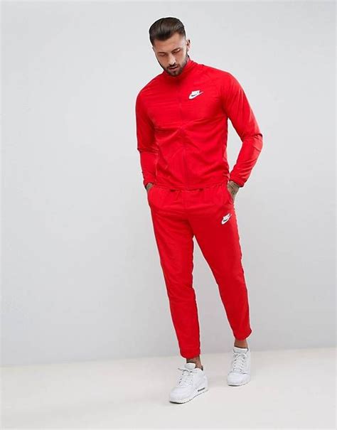 nike woven tracksuit set  red   red tracksuit red adidas