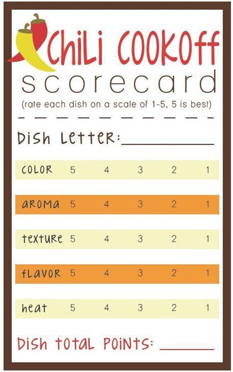 chili cookoff score sheet printable thinkrsvp printable party pieces