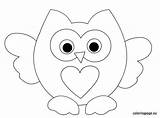 Owl Coloring Pages Heart Kids Animal Cute Colouring Clip Owls Patterns Templates Template Drawing Felt Printable sketch template
