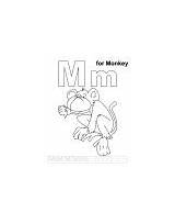 Coloring Mm Letter Printable Pages Monkey sketch template