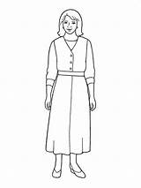 Woman Standing Mother Coloring Pages Lds Sketch Wearing Dress Base Inclined Primarily Symbols Primary Template Nursery Manual Library sketch template