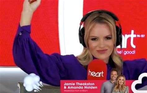 amanda holden caught sorting out her lady stuff as assistant films