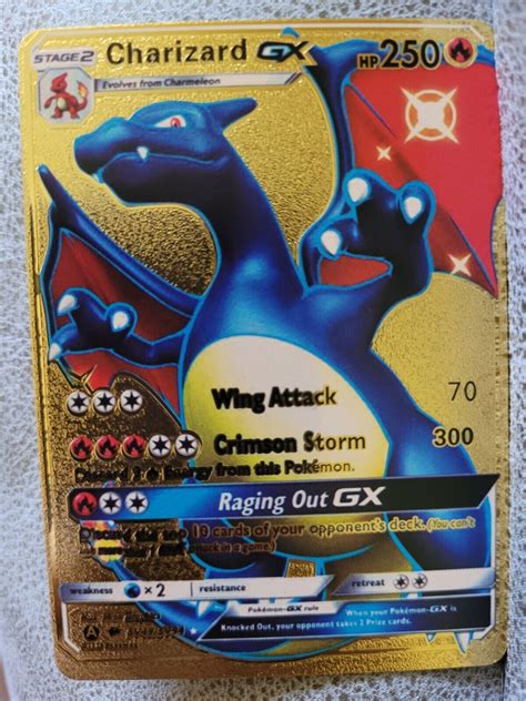 Mavin Pokémon Charizard Gx Stage 2 Gold Metal Color Waterproof Card Mint