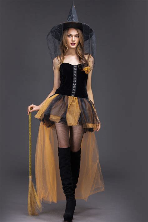 halloween horror witch role play dress adult woman yellow