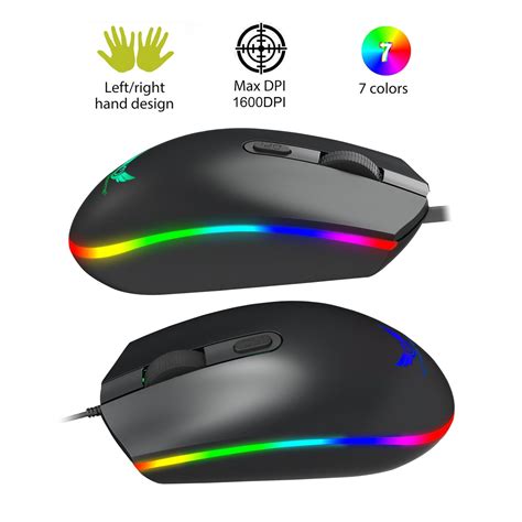 wired rgb gaming mouse  dpi adjustable  backlit lighting modes  buttons ergonomic