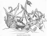 Sunk Sunken Shipwreck Pulled Pencil sketch template