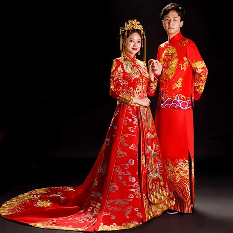 Bride Cheongsam Vintage Chinese Style Groom Wedding Dress Clothing Lady