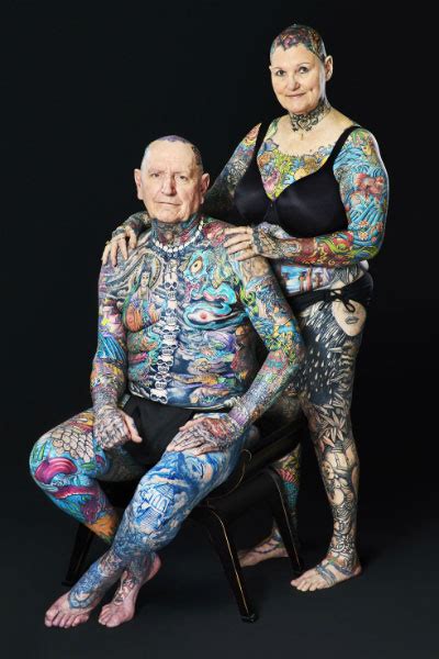 senior citizen breaks record for most tattoos on the body guinness
