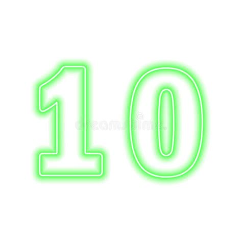 neon green number  isolated  white serial number price place stock illustration