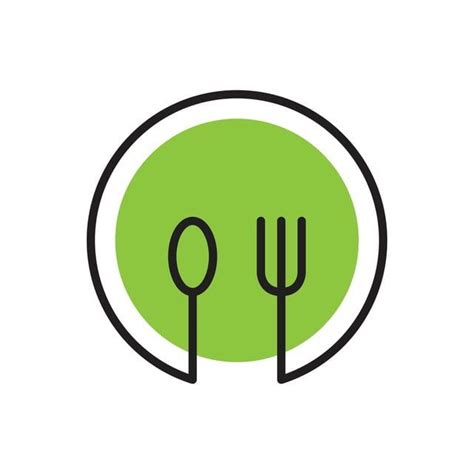 healthy food logo  plate spoon  fork  art healthy food