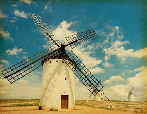 medieval windmills stock photo image  castilla panoramic