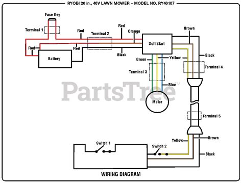 ryobi ry  ryobi   walk  mower rev    wiring diagram parts lookup