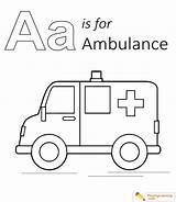 Coloring Ambulance Printable Kids Sheet Letter Learning Alphabet sketch template