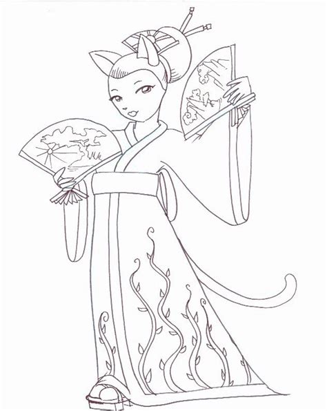 coloring pages kitty humanoid sketch