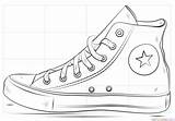 Draw Converse Drawing Shoe Shoes Step sketch template