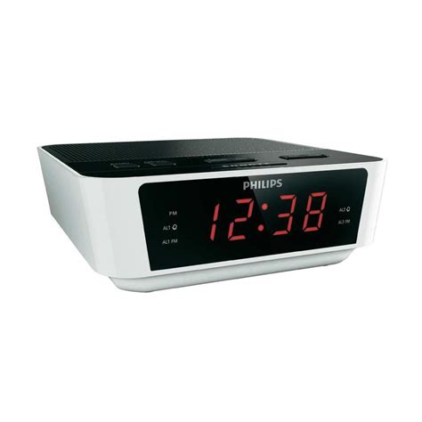 philips aj digital fm tuning dual alarm clock radio white  black