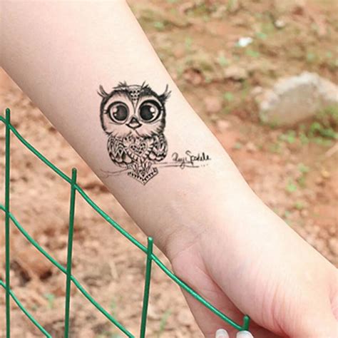 1pc cute owl arm fake transfer tattoo sexy large temporary tattoos