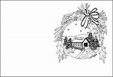 Coloring Pages Covered Bridge Christmas Cards Getdrawings sketch template