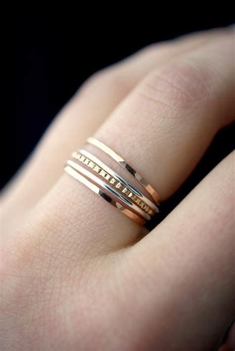 Stacked Wedding Rings Wedding Rings Rose Gold Gold And Silver Rings