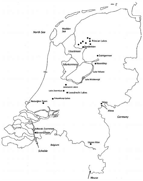 An Outline Map Of The Netherlands Showing The Location Of