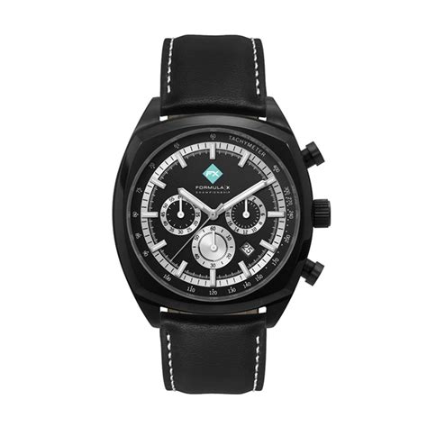 wc mm steel black case chronograph mvmt black dial dte display leather strap flat