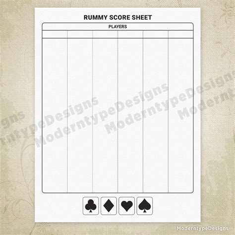 card game scoring sheets printable digital  pinochle etsy