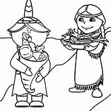 Coloring Pilgrim Pages Harvest Girl Printable Getcolorings Cool2bkids Squanto Pilgrims Kids sketch template