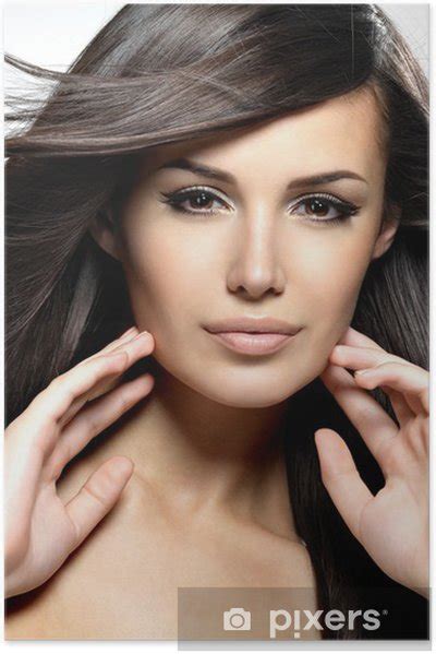Fashion Model With Beauty Long Straight Hair Poster