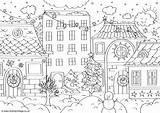 Winter Colouring Street Pages Village Christmas Activity Become Member Log sketch template